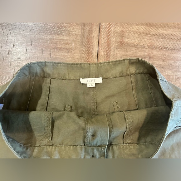 LOFT Women's Casual Button Front Utility Linen Blend Shorts Fresh Ivy Green - 16 - Picture 7 of 16